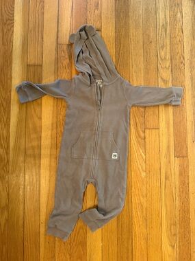 Carter's Brown Ribbed Hooded Footie with Ear Details